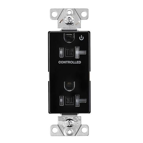 Main product image of Commercial Duplex Receptacle, Half Control, #14-10 Awg 20A 125V, Black, 2-Pole 3-Wire, TR6352CHBK