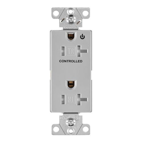 Main product image of Commercial Duplex Receptacle, Half Control, #14-10 Awg 20A 125V, Gray, 2-Pole 3-Wire, TR6352CHGY
