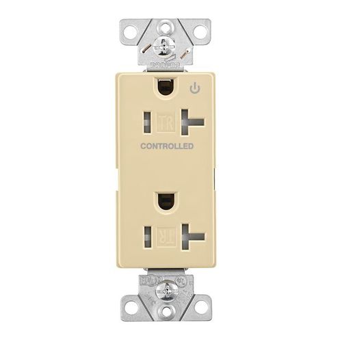 Main product image of Commercial Duplex Receptacle, Half Control, #14-10 Awg 20A 125V, Ivory, 2-Pole 3-Wire, TR6352CHV