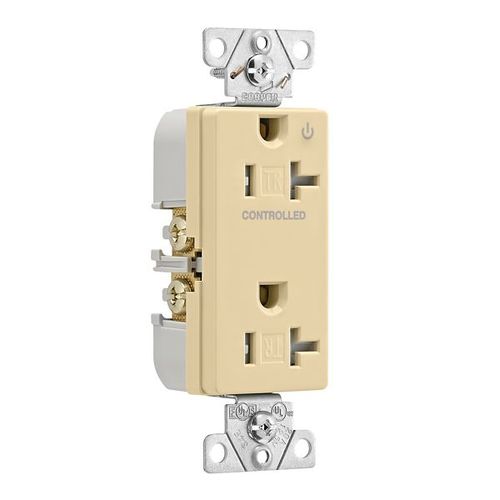 Main product image of Commercial Duplex Receptacle, Half Control, #14-10 Awg 20A 125V, Ivory, 2-Pole 3-Wire, TR6352CHV