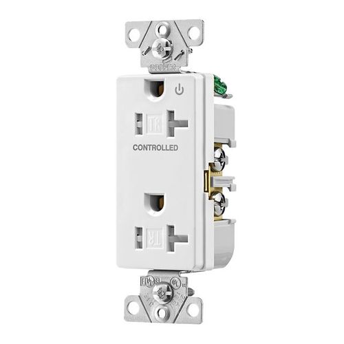 Main product image of Commercial Duplex Receptacle, Half Control, #14-10 Awg 20A 125V, 2-Pole 3-Wire, TR6352CHW