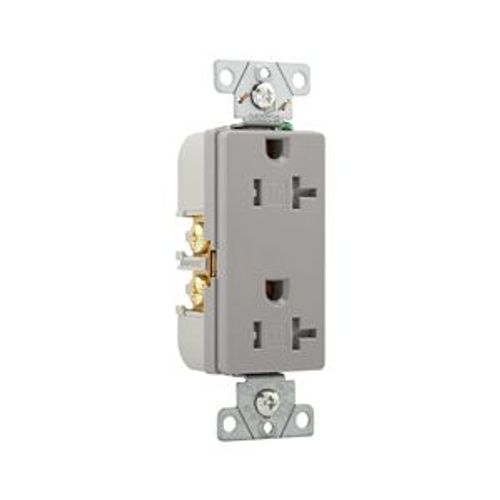 Main product image of Heavy-Duty Industrial Duplex Receptacle, #14-10 Awg 20A 125V, Gray, Impact-Resistant & Back Body, TR6352GY-BOX