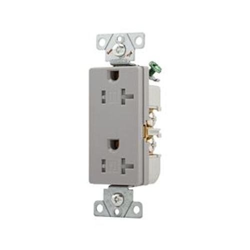 Main product image of Heavy-Duty Industrial Duplex Receptacle, #14-10 Awg 20A 125V, Gray, Impact-Resistant & Back Body, TR6352GY-BOX