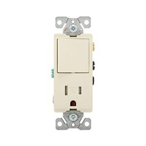 Main product image of Commercial Combo Switch, Auto-Grnd, #14-#12 Awg 15A 120/277V Switch, 125V Recept, Rocker, Almond, TR7730A