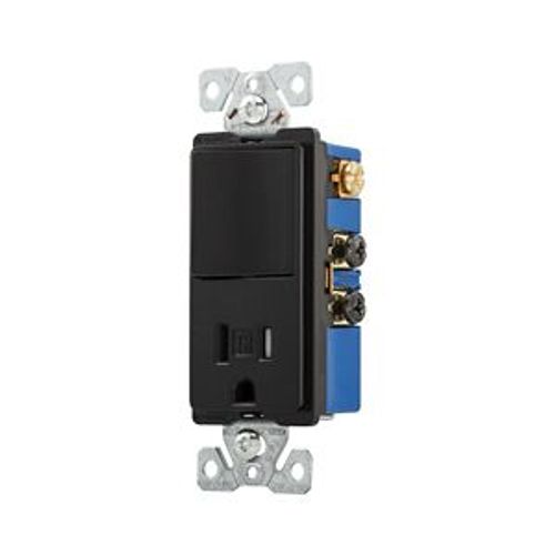 Main product image of Commercial Combo Switch, Auto-Grnd, #14-#12 Awg 15A 120/277V Switch, 125V Recept, Rocker, Black, TR7730BK