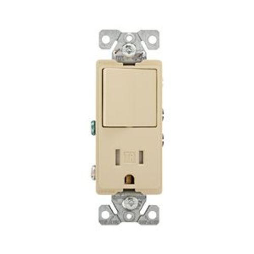 Main product image of Commercial Combo Switch,Auto-Grnd, #14-#12Awg 15A 120/277V Switch, 125V Recept, Rocker, Ivy, TR7730V