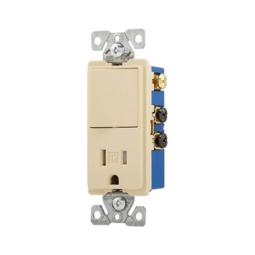 Main product image of Commercial Combo Switch,Auto-Grnd, #14-#12Awg 15A 120/277V Switch, 125V Recept, Rocker, Ivy, TR7730V