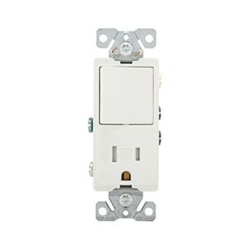 Main product image of Commercial Combo Switch, Auto-Grnd, #14-#12 Awg 15A 120/277V Switch, 125V Recept, Rocker, White, TR7730W
