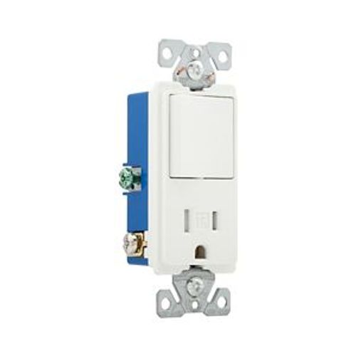 Main product image of Commercial Combo Switch, Auto-Grnd, #14-#12 Awg 15A 120/277V Switch, 125V Recept, Rocker, White, TR7730W