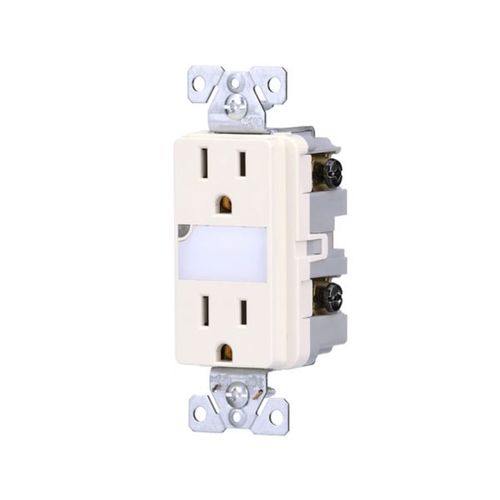 Main product image of Led Nightlight w/ Duplex Receptacle, #12-#14 Awg 15A, Flush Mount, 120/277V, Light Almond, TR7734LA-BOX