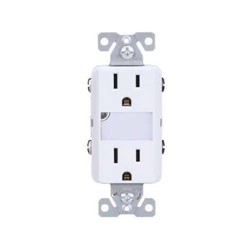 Main product image of Led Nightlight w/ Duplex Receptacle, #12-#14 Awg 15A, Flush Mount, 120/277V, 2-Pole 3-Wire, TR7734W-BOX