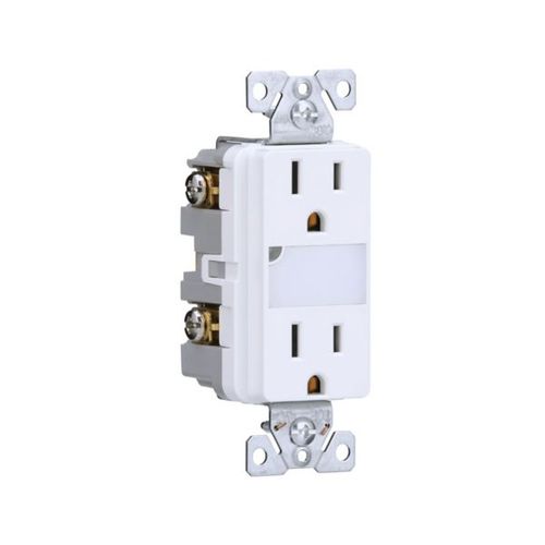 Main product image of Led Nightlight w/ Duplex Receptacle, #12-#14 Awg 15A, Flush Mount, 120/277V, 2-Pole 3-Wire, TR7734W-BOX