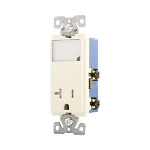 Main product image of Combo Nightlight w/ Receptacle, #14-12 Awg 20A, Flush Mount, 120/277V, Almond, 2-Pole 3-Wire, TR7736A-BOX