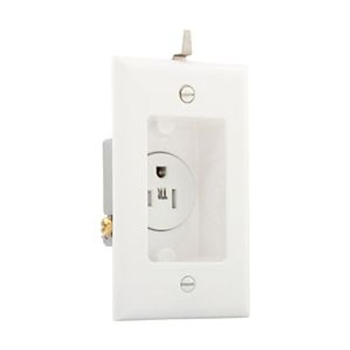 Main product image of Commercial Single Receptacle, #14-10 Awg 15A, Recessed 125V, Side Wire, TR775W-BOX-SP