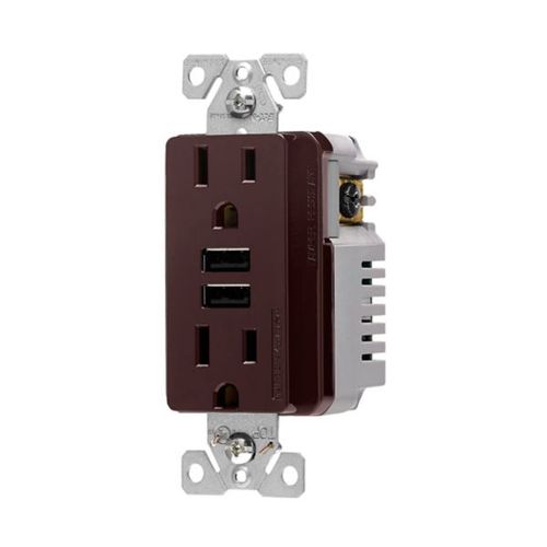 Main product image of Combination 3.6A Usb Charger With Duplex Receptacle, 15A, 125V, Br, TR7765B-BOX
