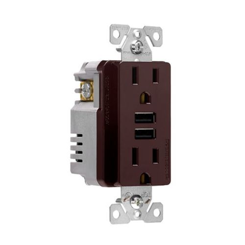 Main product image of Combination 3.6A Usb Charger With Duplex Receptacle, 15A, 125V, Br, TR7765B-BOX