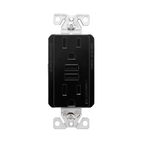 Main product image of Combination 3.6A Usb Charger With Duplex Receptacle, 15A, 125V, Bk, TR7765BK-BOX