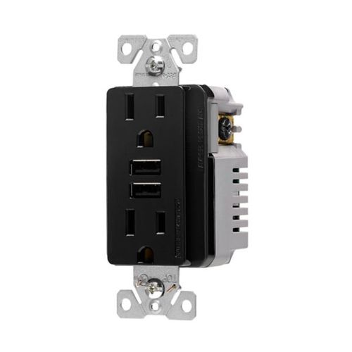 Main product image of Combination 3.6A Usb Charger With Duplex Receptacle, 15A, 125V, Bk, TR7765BK-BOX