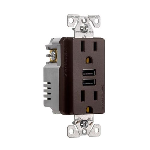 Main product image of Combination 3.6A Usb Charger With Duplex Receptacle, 15A, 125V, Rb, TR7765RB-KB-L