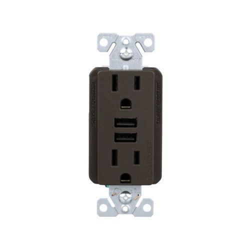 Main product image of Combination 3.6A Usb Charger With Duplex Receptacle, 15A, 125V, Rb, TR7765RB-KB-L