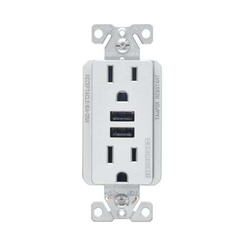 Main product image of Combination 3.6A Usb Charger With Duplex Receptacle, 15A, 125V, Sg, TR7765SG-KB-L