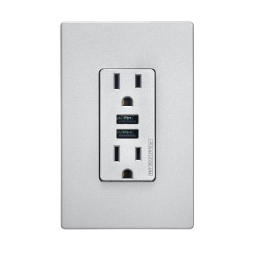 Main product image of Combination 3.6A Usb Charger With Duplex Receptacle, 15A, 125V, Sg, TR7765SG-KB-L