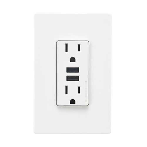 Main product image of Combination 3.6A Usb Charger With Duplex Receptacle, 15A, 125V, W, 2-Pole, TR7765W-KB-L