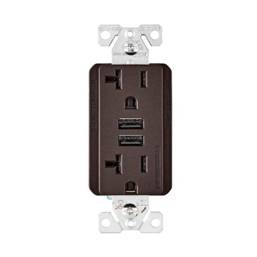 Main product image of Combination 3.6A Usb Charger With Duplex Receptacle, 20A, 125V, Rb, #12-14 Awg, TR7766RB-KB-L
