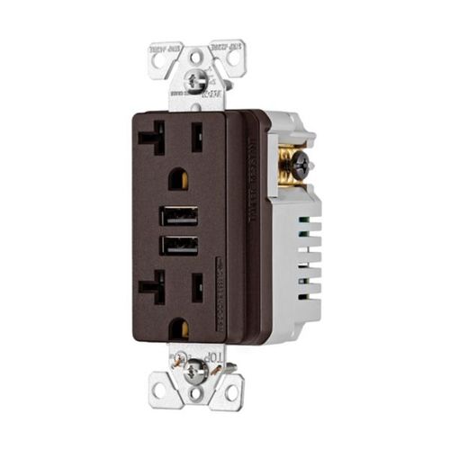 Main product image of Combination 3.6A Usb Charger With Duplex Receptacle, 20A, 125V, Rb, #12-14 Awg, TR7766RB-KB-L