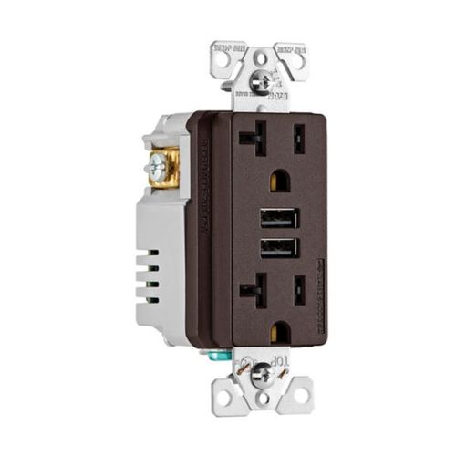Main product image of Combination 3.6A Usb Charger With Duplex Receptacle, 20A, 125V, Rb, #12-14 Awg, TR7766RB-KB-L