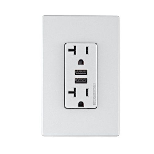 Main product image of Combination 3.6A Usb Charger With Duplex Receptacle, 20A, 125V, Sg, #12-14 Awg, TR7766SG-KB-L