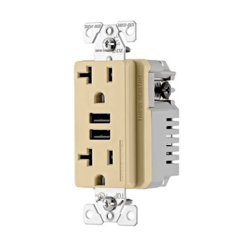 Main product image of Combination 3.6A Usb Charger With Duplex Receptacle, 20A, 125V, V, TR7766V-BOX