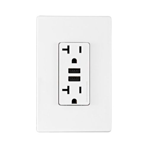 Main product image of Combination 3.6A Usb Charger With Duplex Receptacle, 20A, 125V, W, #12-14 Awg, TR7766W-BOX