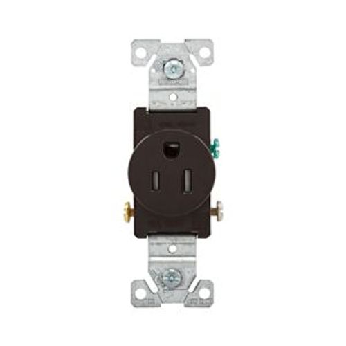 Main product image of Commercial Single Receptacle, #14-10 Awg 15A 125V, Side Wire, Brown, TR817B-BOX