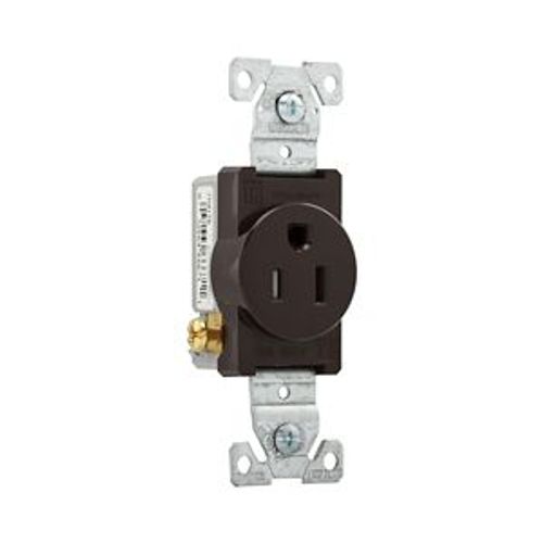 Main product image of Commercial Single Receptacle, #14-10 Awg 15A 125V, Side Wire, Brown, TR817B-BOX