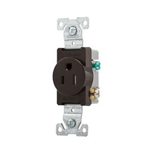 Main product image of Commercial Single Receptacle, #14-10 Awg 15A 125V, Side Wire, Brown, TR817B-BOX