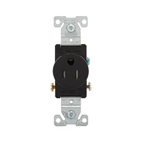 Main product image of Commercial Single Receptacle, #14-10 Awg 15A 125V, Side Wire, Black, TR817BK-BOX