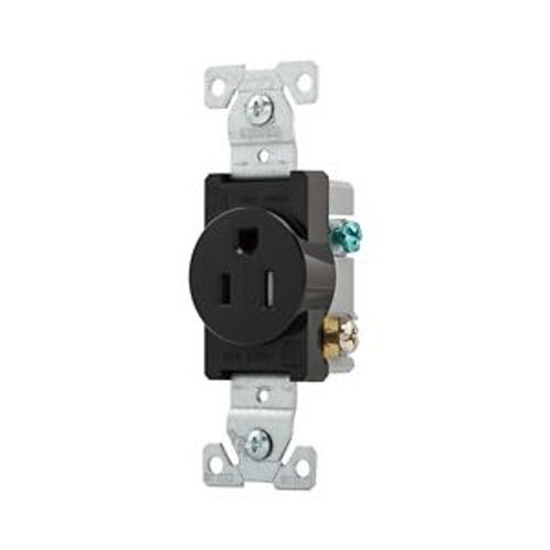 Main product image of Commercial Single Receptacle, #14-10 Awg 15A 125V, Side Wire, Black, TR817BK-BOX