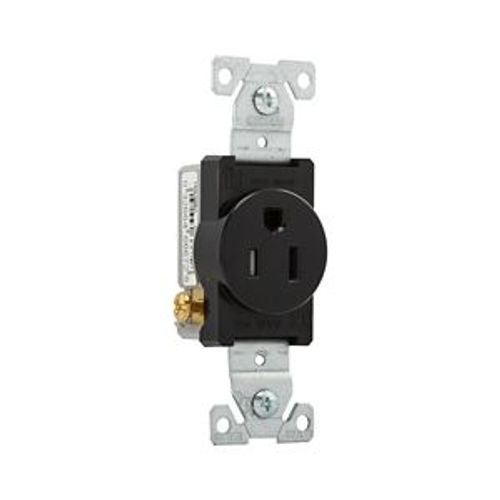 Main product image of Commercial Single Receptacle, #14-10 Awg 15A 125V, Side Wire, Black, TR817BK-BOX
