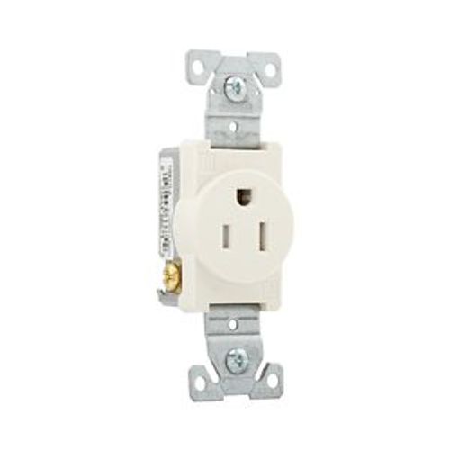Main product image of Commercial Single Receptacle, #14-10 Awg 15A 125V, Side Wire, Light Almond, TR817LA-BOX