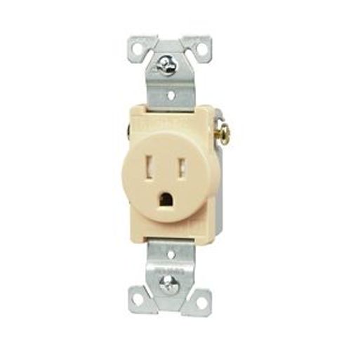Main product image of Commercial Single Receptacle, #14-10 Awg 15A 125V, Side Wire, Ivory, TR817V-BOX