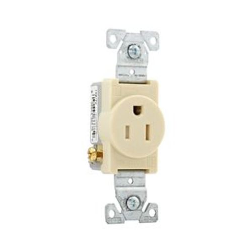 Main product image of Commercial Single Receptacle, #14-10 Awg 15A 125V, Side Wire, Ivory, TR817V-BOX