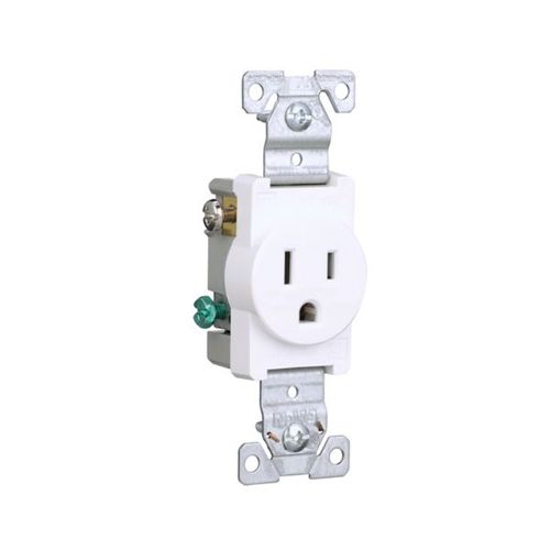 Main product image of Commercial Single Receptacle, #14-10 Awg 15A 125V, SideWire, Impact-Resistant & Back Body, Pvc, TR817W-BOX