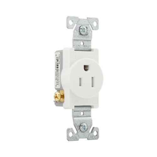 Main product image of Commercial Single Receptacle, #14-10 Awg 15A 125V, SideWire, Impact-Resistant & Back Body, Pvc, TR817W-BOX