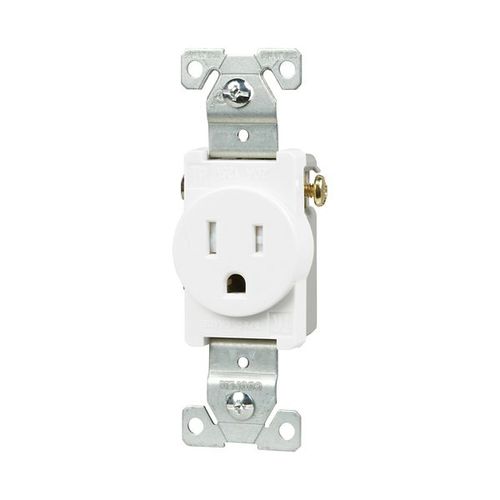 Main product image of Commercial Single Receptacle, #14-10 Awg 15A 125V, SideWire, Impact-Resistant & Back Body, Pvc, TR817W-BOX