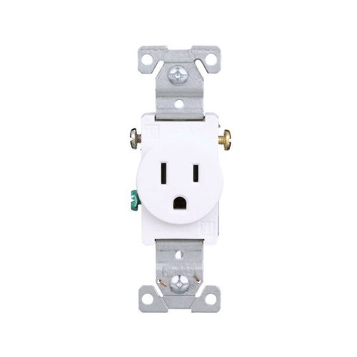 Main product image of Commercial Single Receptacle, #14-10 Awg 15A 125V, SideWire, Impact-Resistant & Back Body, Pvc, TR817W-BOX