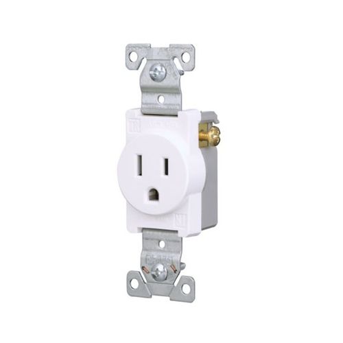 Main product image of Commercial Single Receptacle, #14-10 Awg 15A 125V, SideWire, Impact-Resistant & Back Body, Pvc, TR817W-BOX