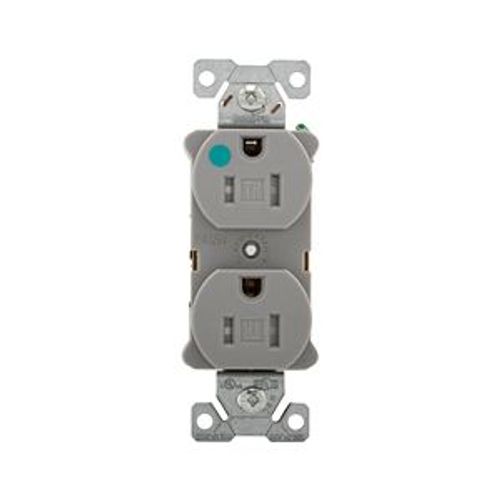 Main product image of Arrow Hart Heavy-Duty Duplex Receptacle, #14-10 Awg 15A, Healthcare 125V, Gray, Pvc Body, Duplex, TR8200GY