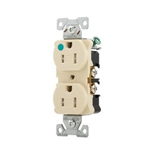 Main product image of Arrow Hart Heavy-Duty Duplex Receptacle, #14-10 Awg 15A, 125V, Ivory, Pvc Body, Duplex, TR8200V