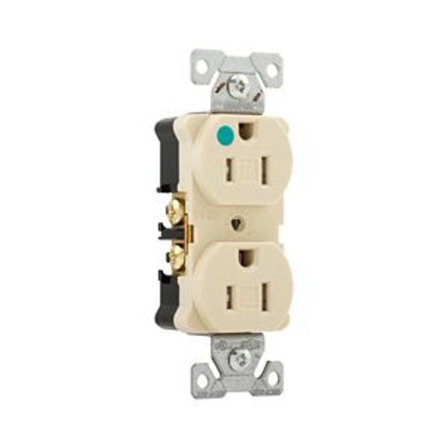 Main product image of Arrow Hart Heavy-Duty Duplex Receptacle, #14-10 Awg 15A, 125V, Ivory, Pvc Body, Duplex, TR8200V